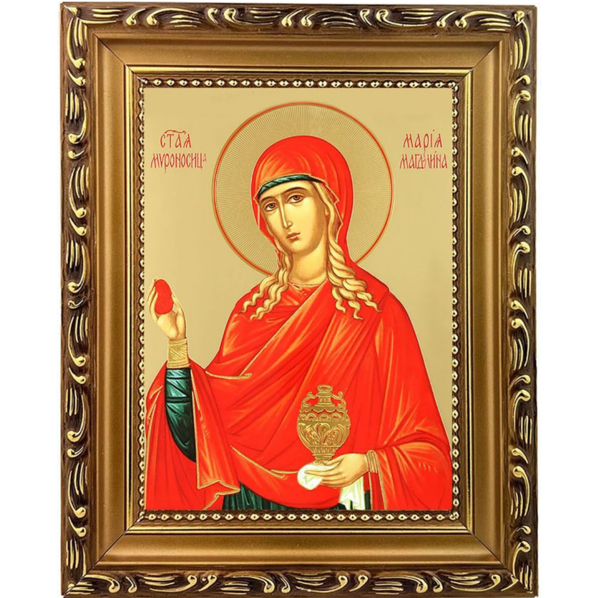 Saint Mary Magdalene, Wooden Frame Orthodox Icon with Stand