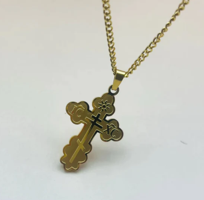 Orthodox Cross Stainless Steel Necklace (Chain Included)