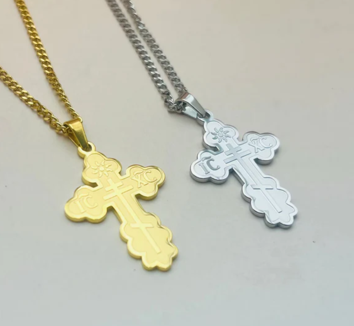 Orthodox Cross Stainless Steel Necklace (Chain Included)
