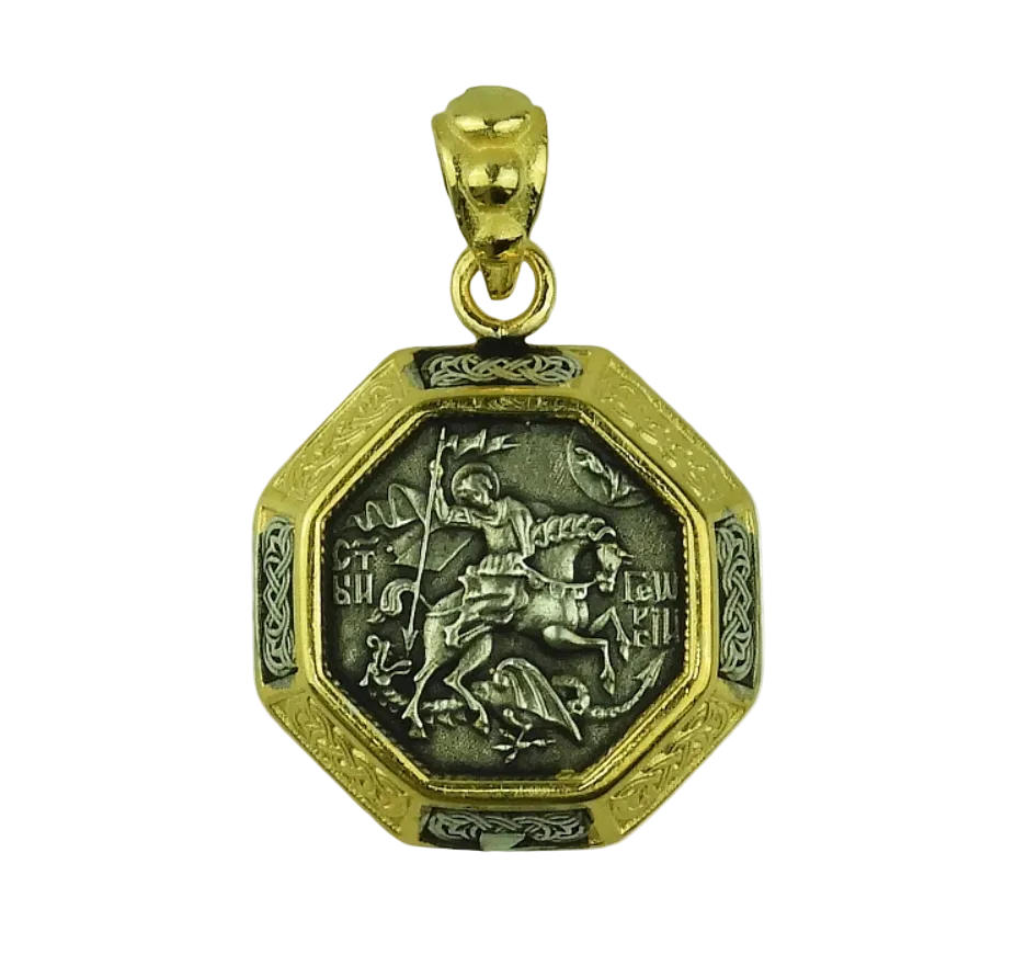 Saint George Horseback Silver Pendant