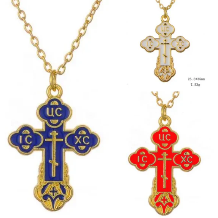 Orthodox Cross & Necklace (Multiple Colors) Secondary image