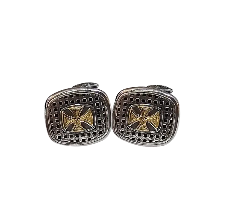 Silver Cufflinks with Gold Plated Cross Main image
