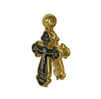 Silver Cross 925o Russian style that opens to place holy relics or holy unction. The front side bears the Crucified and the back side is decorated.  Dimensions: 2,8 x 3,4 cm.