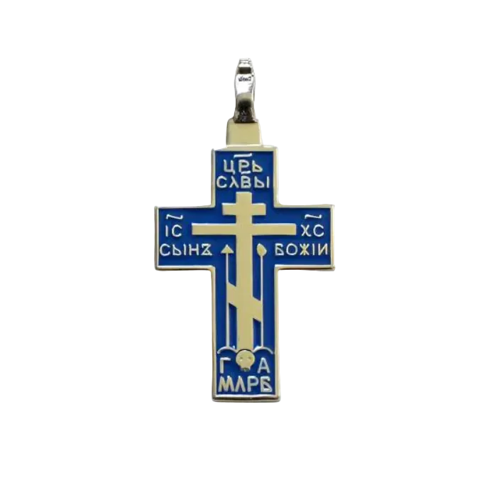 Soldier Cross Sterling Silver with Blue Enamel