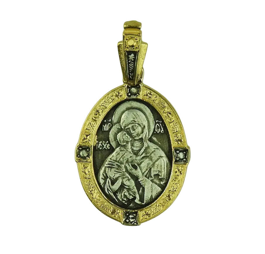 Virgin Mary Glikofilousa Silver Pendant Main image