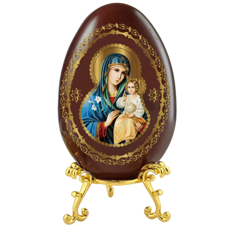 Wood Egg on stand with Eternal Bloom icon
