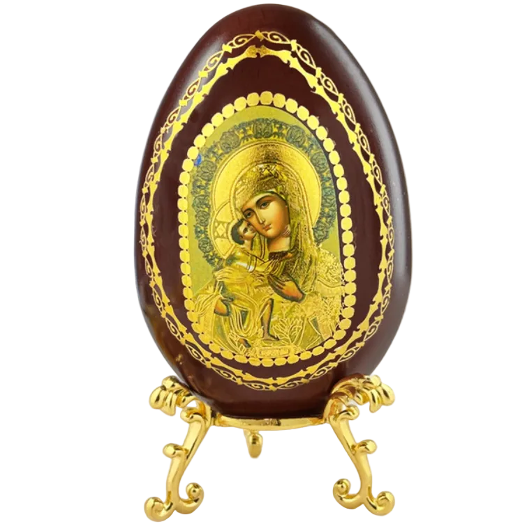 Wood Egg on stand with Vladimir MOG icon Main image