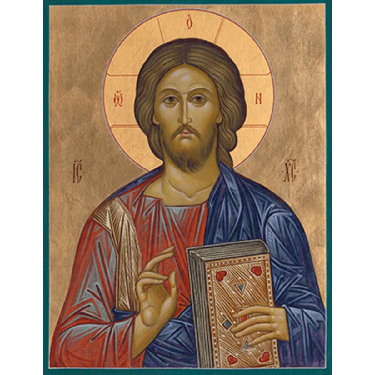 Christ (Pantocrator 38) Icon Mounted on Wood (7” x 5”) - Mercy Fold