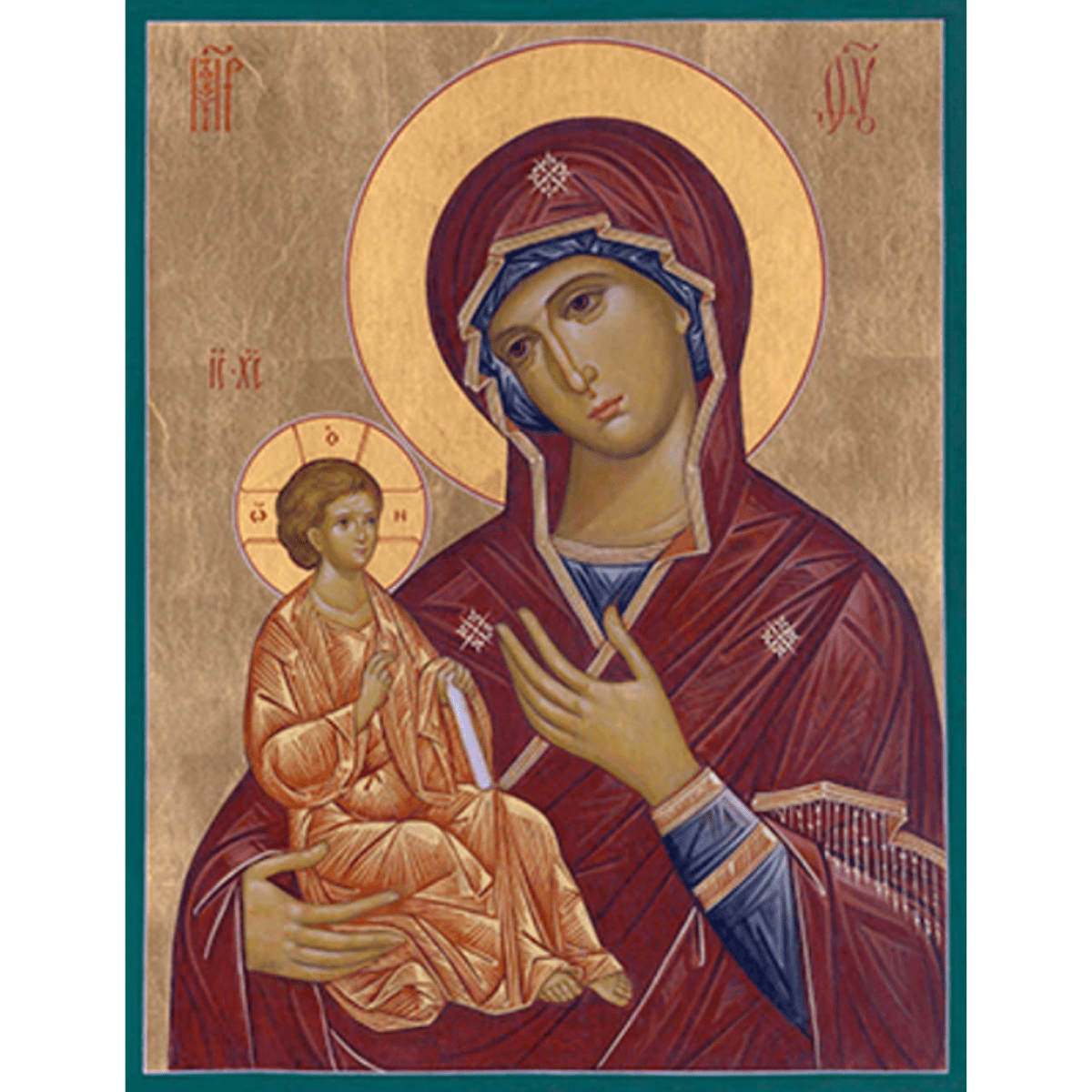 Icon Mounted on Wood (7” x 5”) Theotokos (Odigitria 5) - Mercy Fold