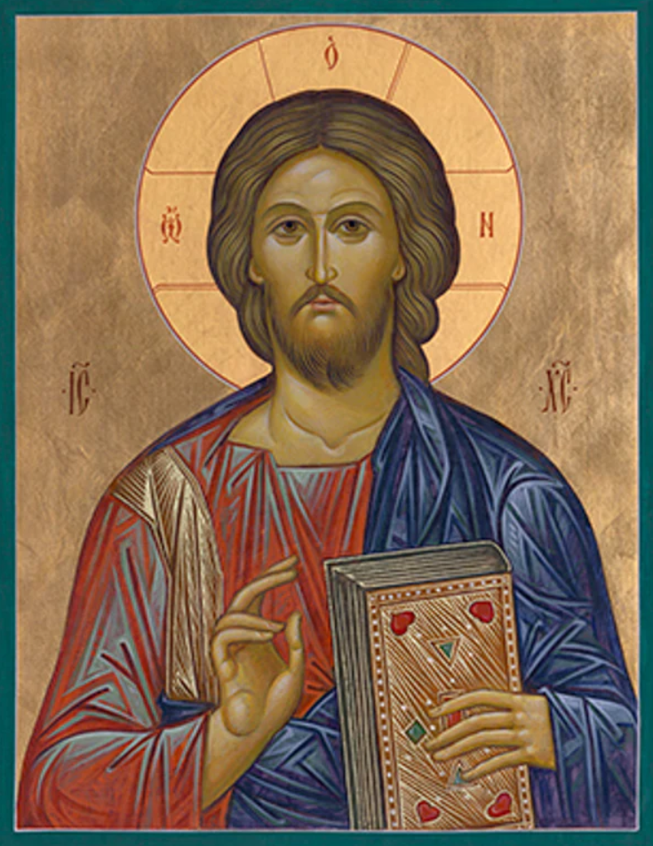 Christ (Pantocrator 38) Icon Mounted on Wood (7” x 5”)