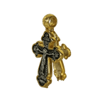 Silver Cross 925o Russian style that opens to place holy relics or holy unction. The front side bears the Crucified and the back side is decorated. Dimensions: 2,8 x 3,4 cm. - Mercy Fold
