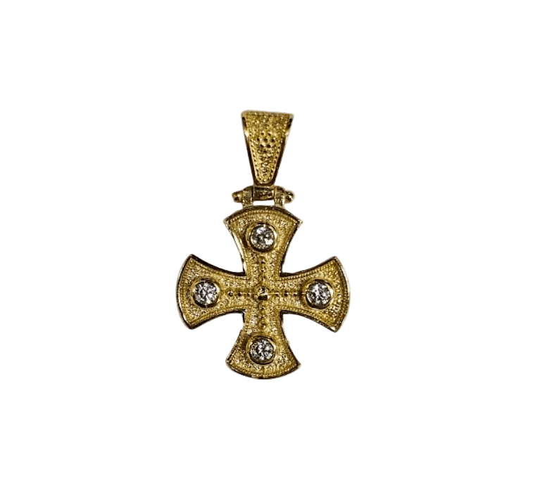 Silver Cross Gold-plated with Silver Stones - Mercy Fold Main image