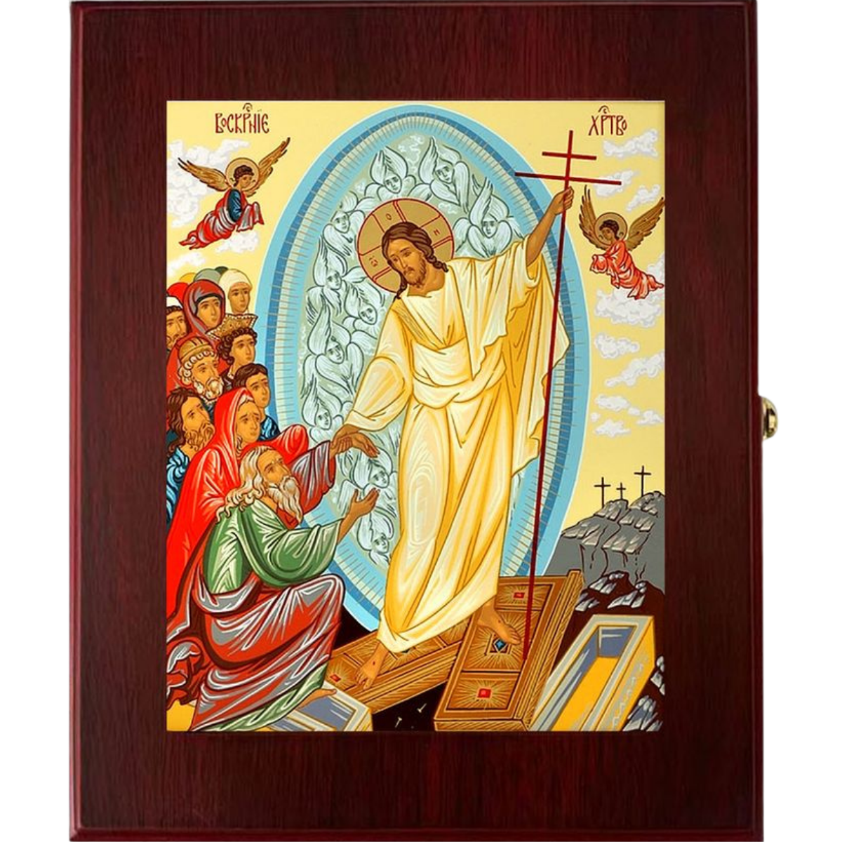 The Resurrection, Wall Hanging Sacred Framed Icon Box - Mercy Fold
