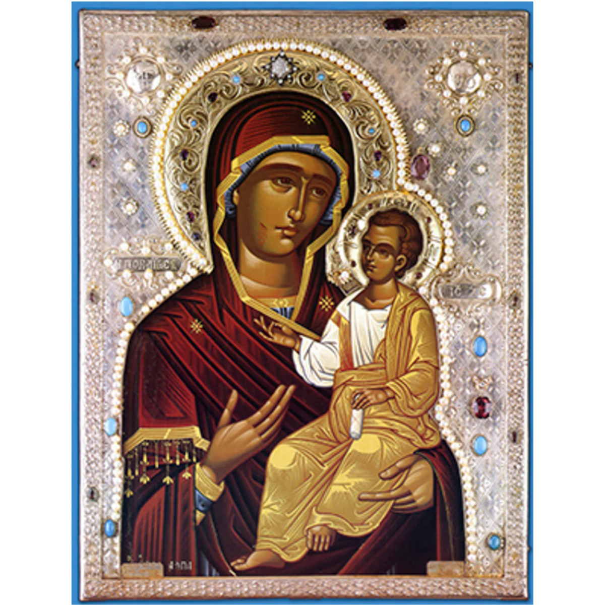 Theotokos (Iveron-Montreal) Mounted Jordanville Icon - Mercy Fold
