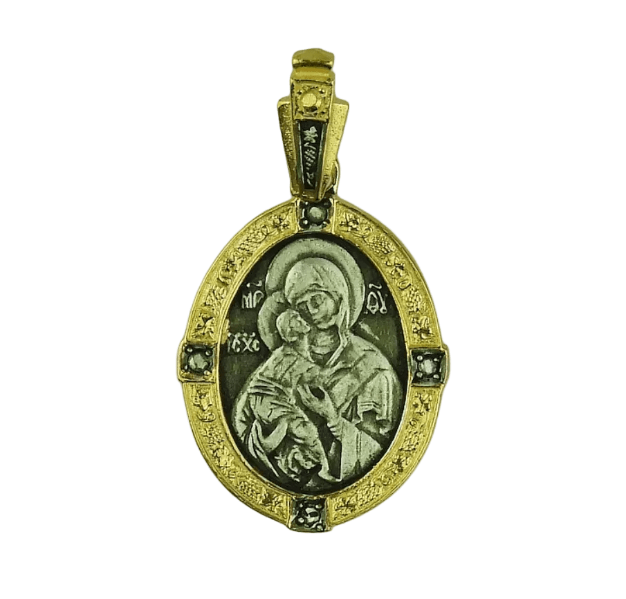 Virgin Mary Glikofilousa Silver Pendant - Mercy Fold Main image